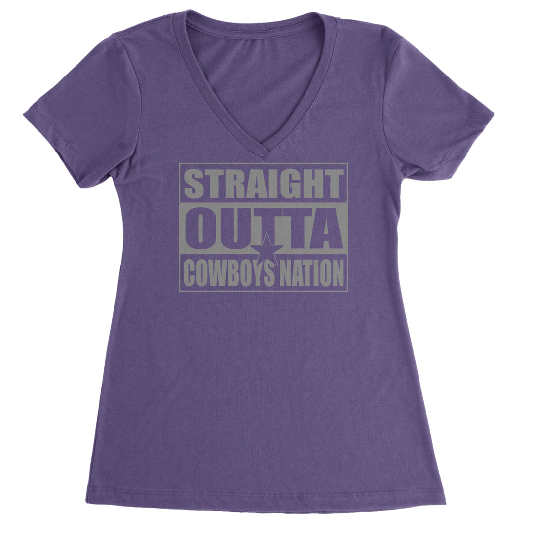 Straight Outta Cowboys Nation   Ladies V-Neck T-shirt Purple