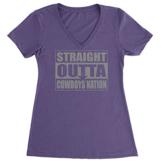 Straight Outta Cowboys Nation   Ladies V-Neck T-shirt Purple