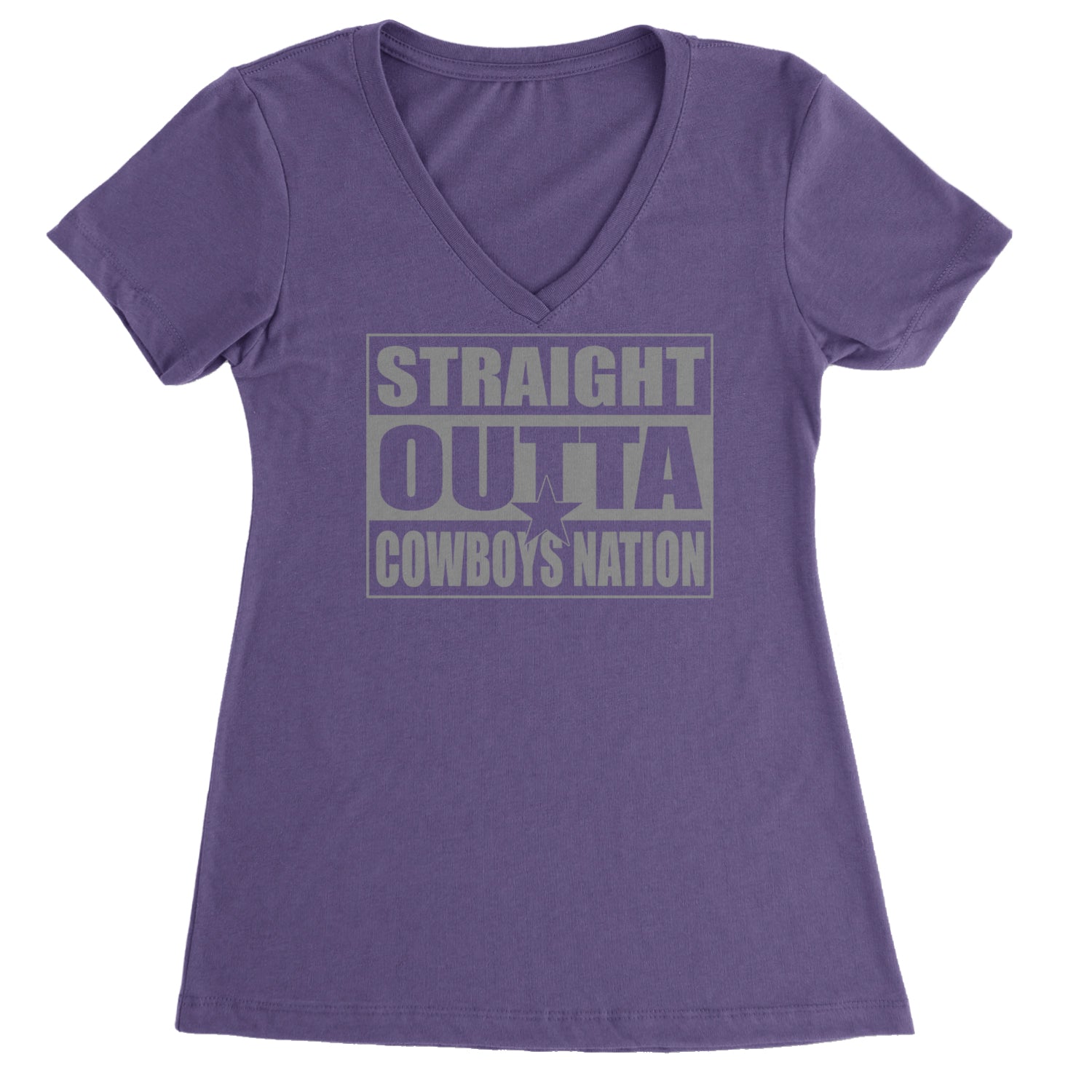 Straight Outta Cowboys Nation   Ladies V-Neck T-shirt Purple