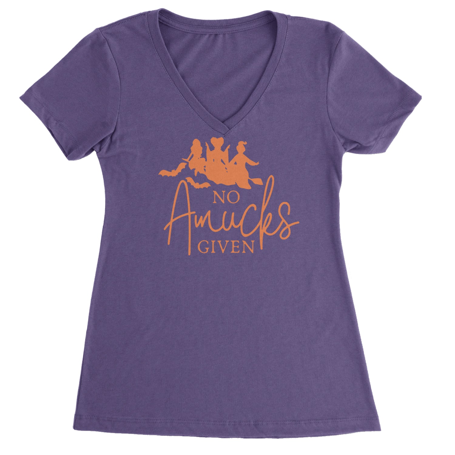 No Amucks Given Hocus Pocus Ladies V-Neck T-shirt Purple