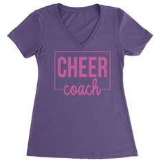 Cheer Coach Cheerleader Ladies V-Neck T-shirt Purple