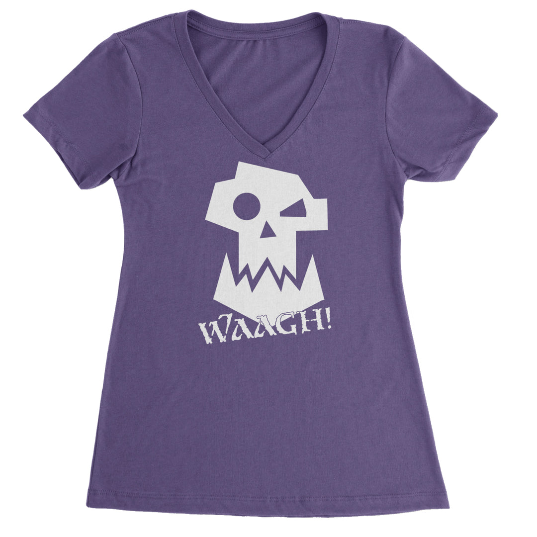 Ork Miniature Tabletop Wargaming Waagh Ladies V-Neck T-shirt Purple