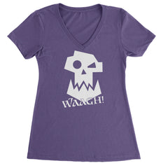 Ork Miniature Tabletop Wargaming Waagh Ladies V-Neck T-shirt Purple