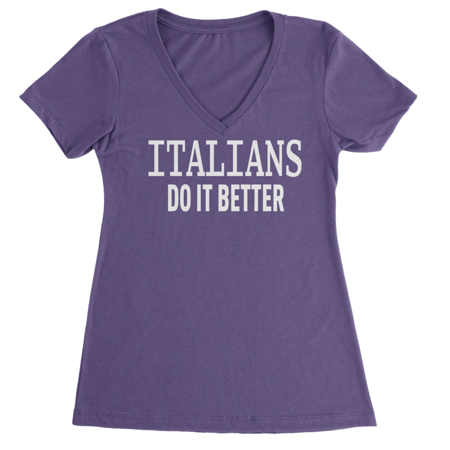 Italians Do It Better 80's Retro Celebration Ladies V-Neck T-shirt Purple