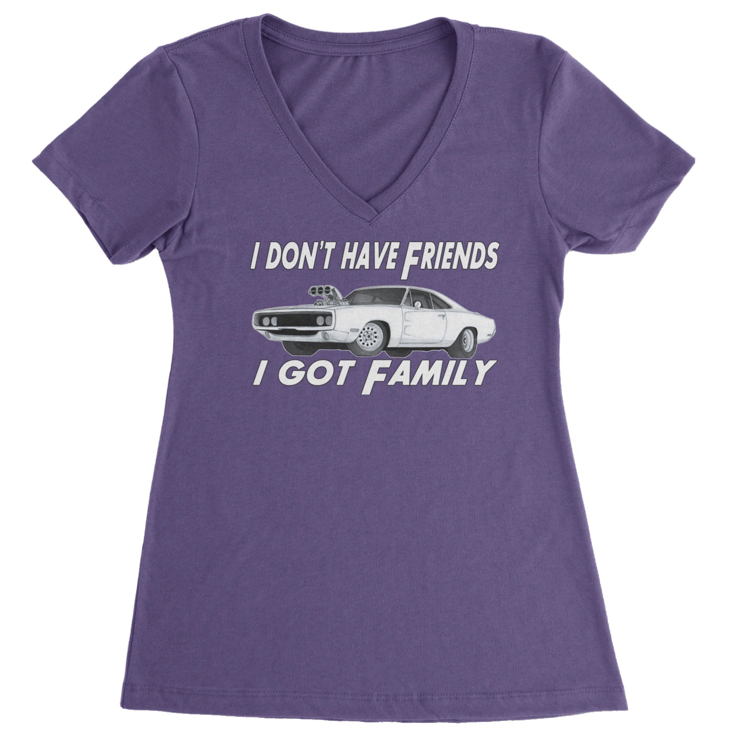 I Don't Have Friends, I Got Family Ladies V-Neck T-shirt Purple