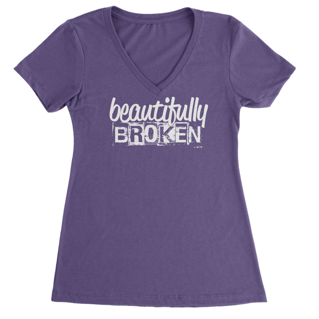 Beautifully Broken Music Ladies V-Neck T-shirt