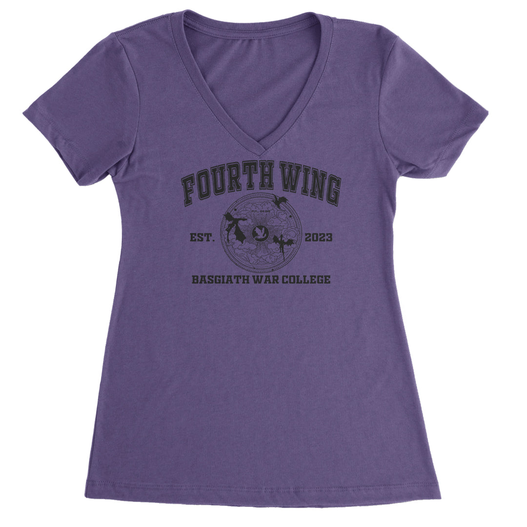 Fourth Wing Basgiath War College Ladies V-Neck T-shirt Purple