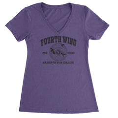 Fourth Wing Basgiath War College Ladies V-Neck T-shirt Purple