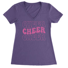 Cheer Cheer Cheer Ladies V-Neck T-shirt Purple