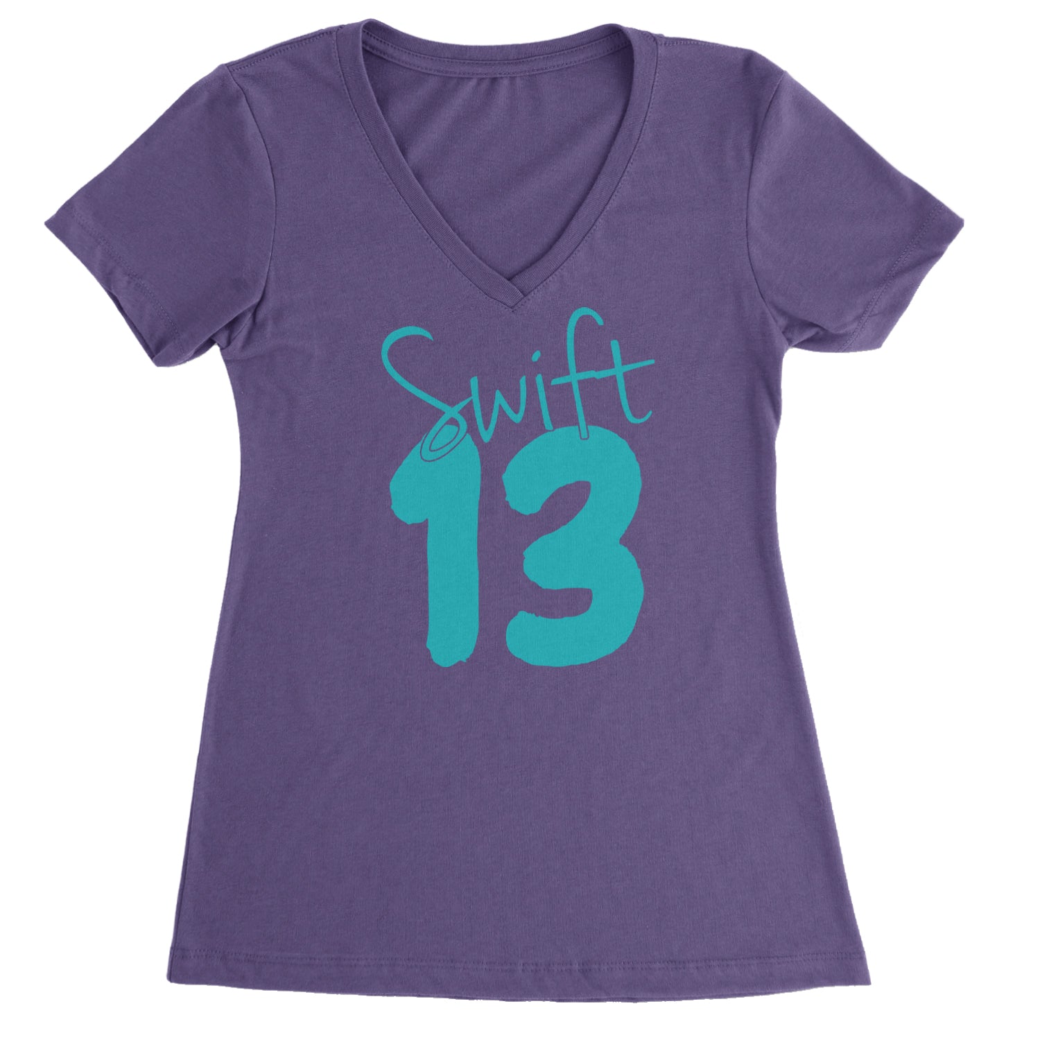 13 Swift 13 Lucky Number Era TTPD Ladies V-Neck T-shirt Purple