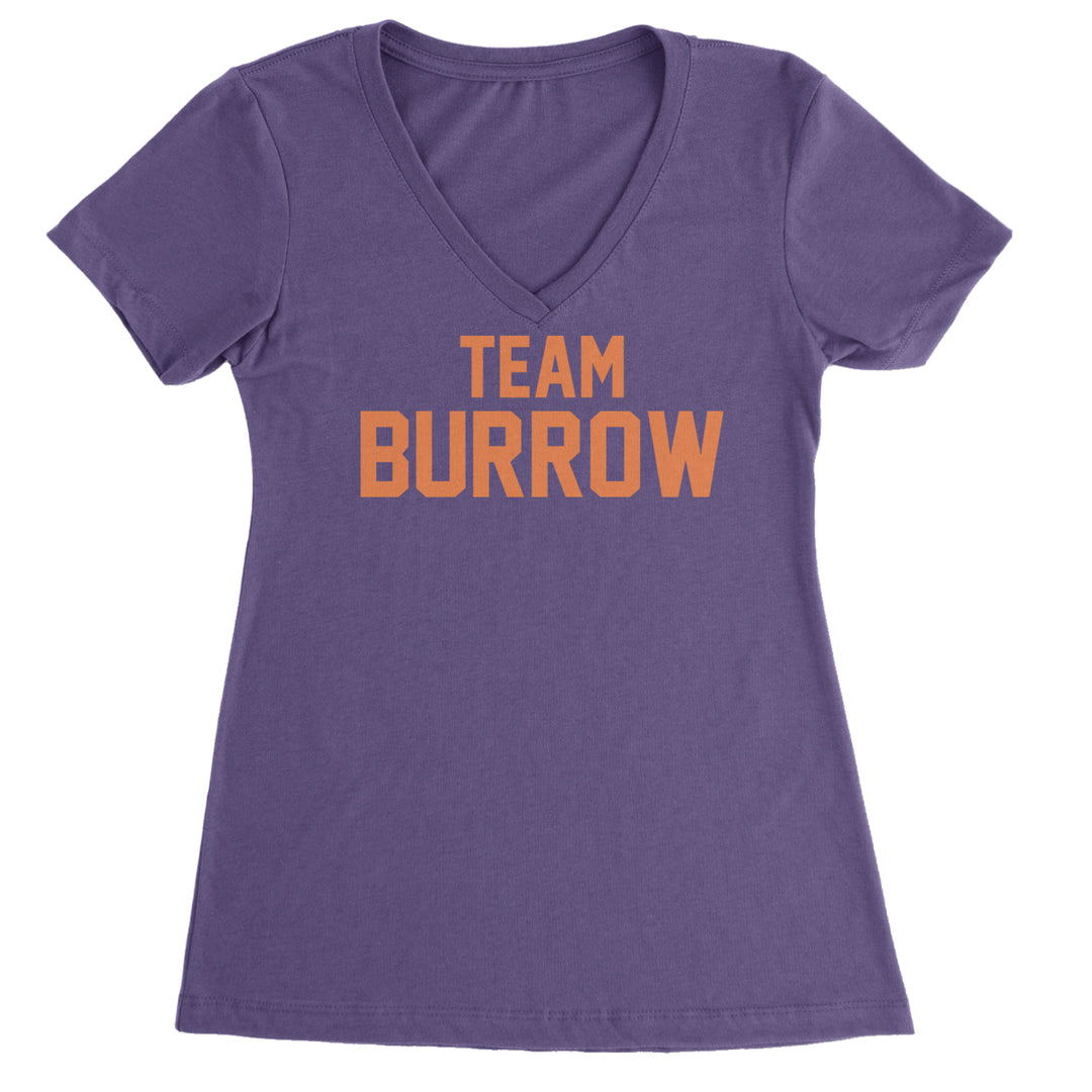 Team Burrow Cincinnati Ladies V-Neck T-shirt Purple