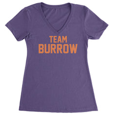 Team Burrow Cincinnati Ladies V-Neck T-shirt Purple