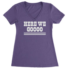 Here We Go Dem Boys Dallas Football Ladies V-Neck T-shirt Purple