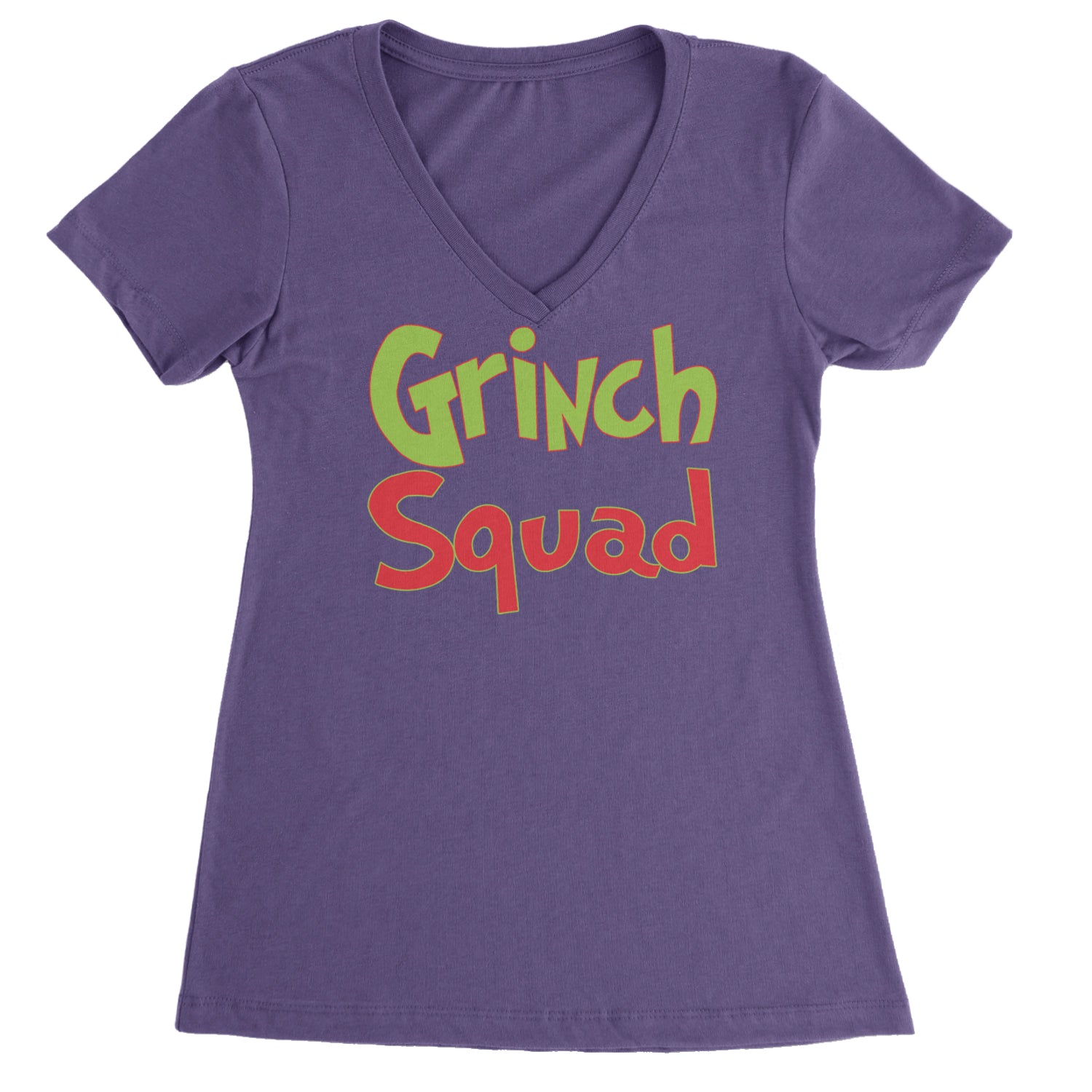 Gr-nch Squad Jolly Grinchmas Merry Christmas Ladies V-Neck T-shirt Purple