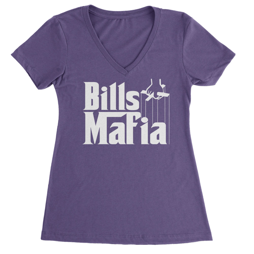 Mafia Bills Mafia Godfather Ladies V-Neck T-shirt Purple