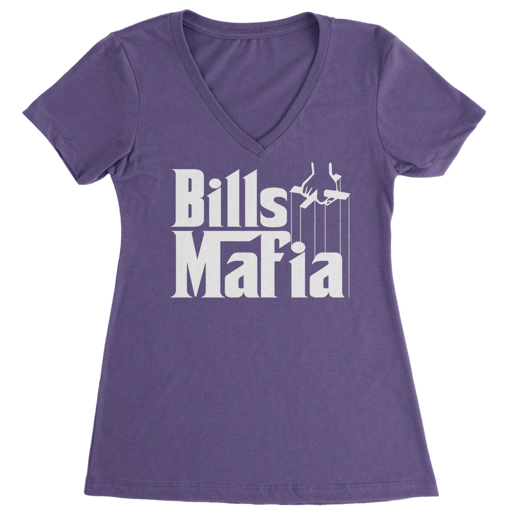 Mafia Bills Mafia Godfather Ladies V-Neck T-shirt Purple