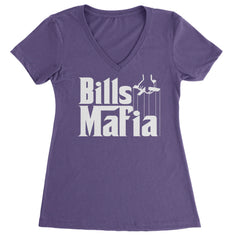 Mafia Bills Mafia Godfather Ladies V-Neck T-shirt Purple