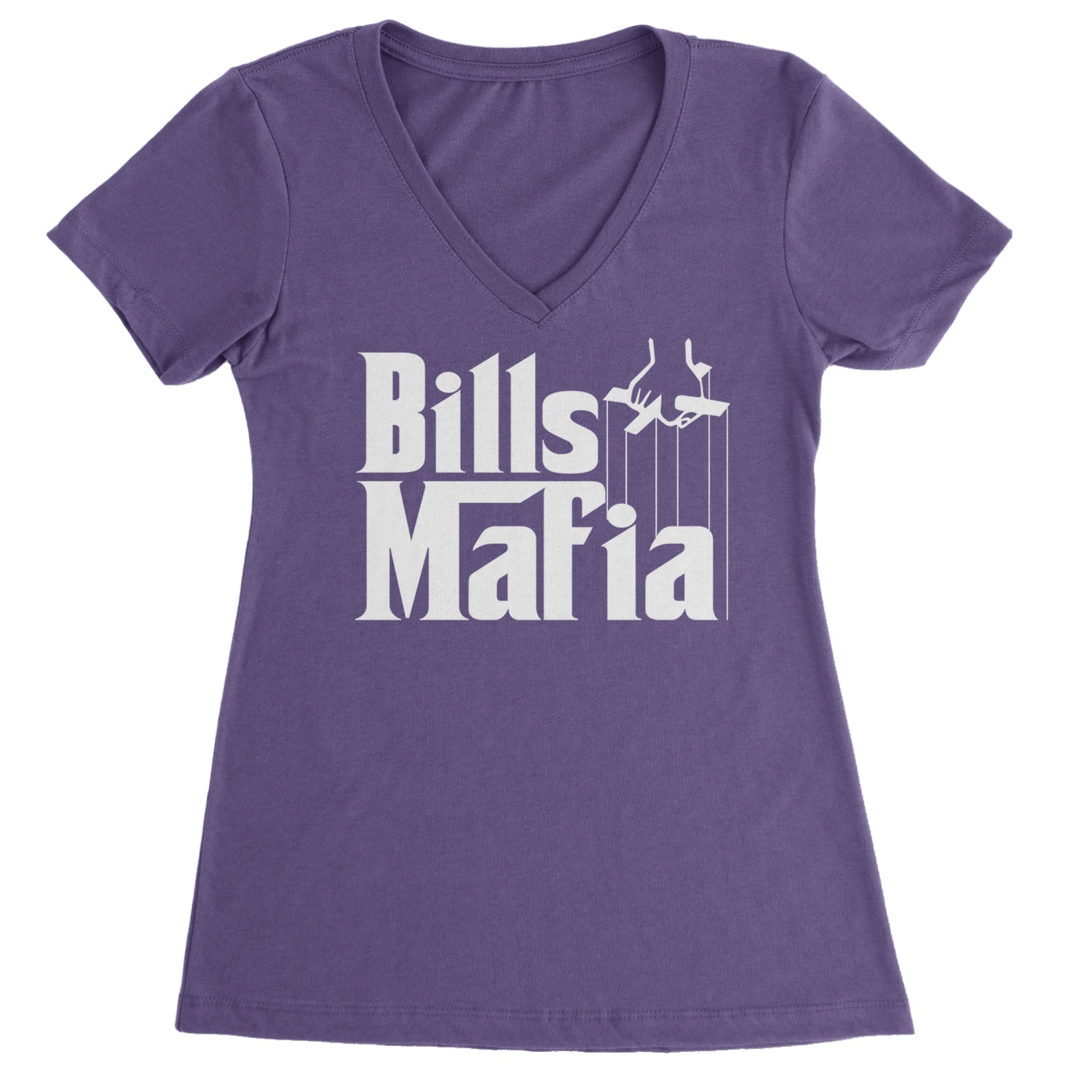 Mafia Bills Mafia Godfather Ladies V-Neck T-shirt Blue Clouds