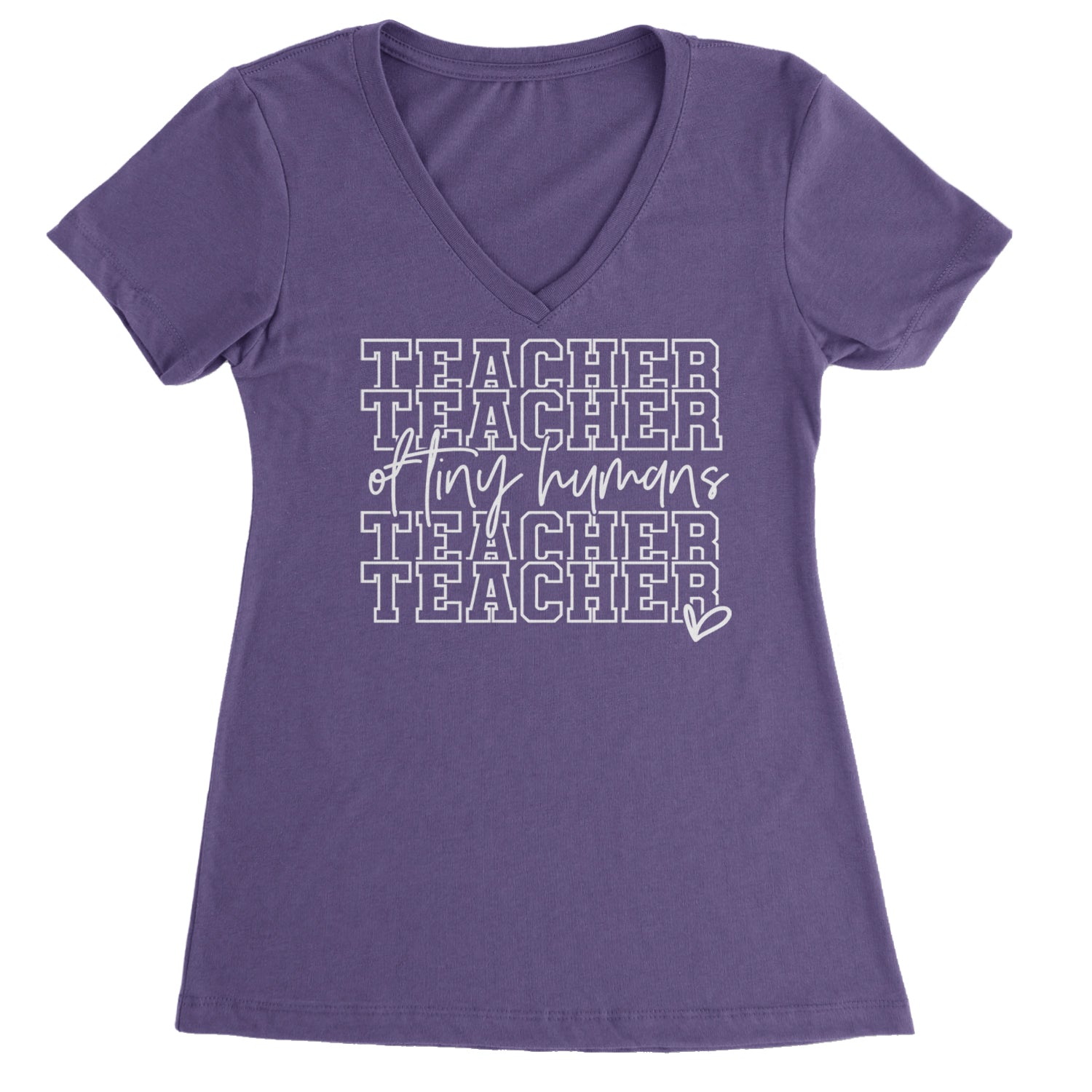 Teacher Of Tiny Humans Ladies V-Neck T-shirt Purple