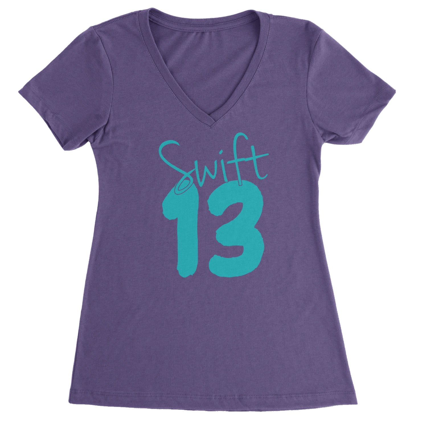 13 Swift 13 Lucky Number Era TTPD Ladies V-Neck T-shirt Purple