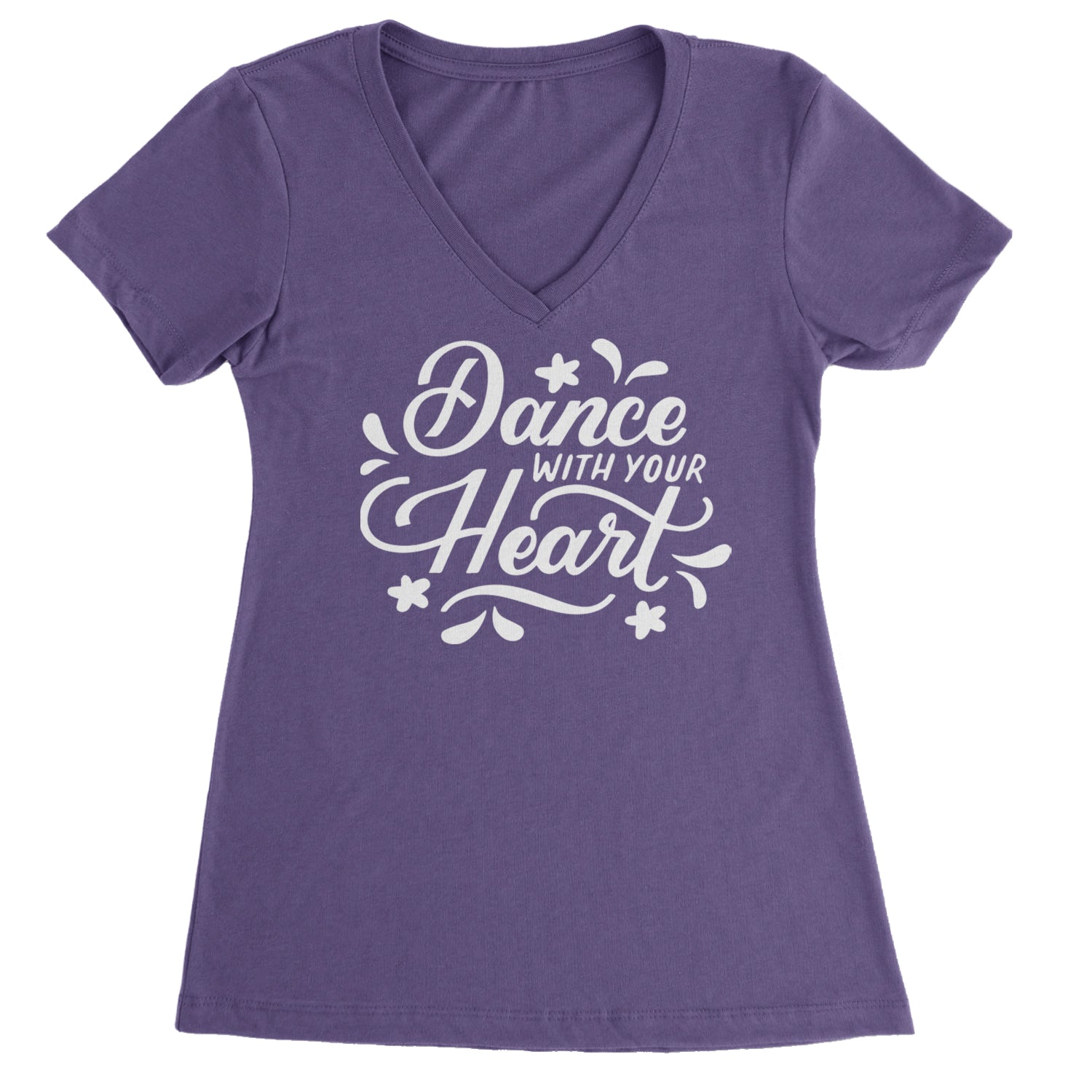 Dance With Your Heart Ladies V-Neck T-shirt Purple