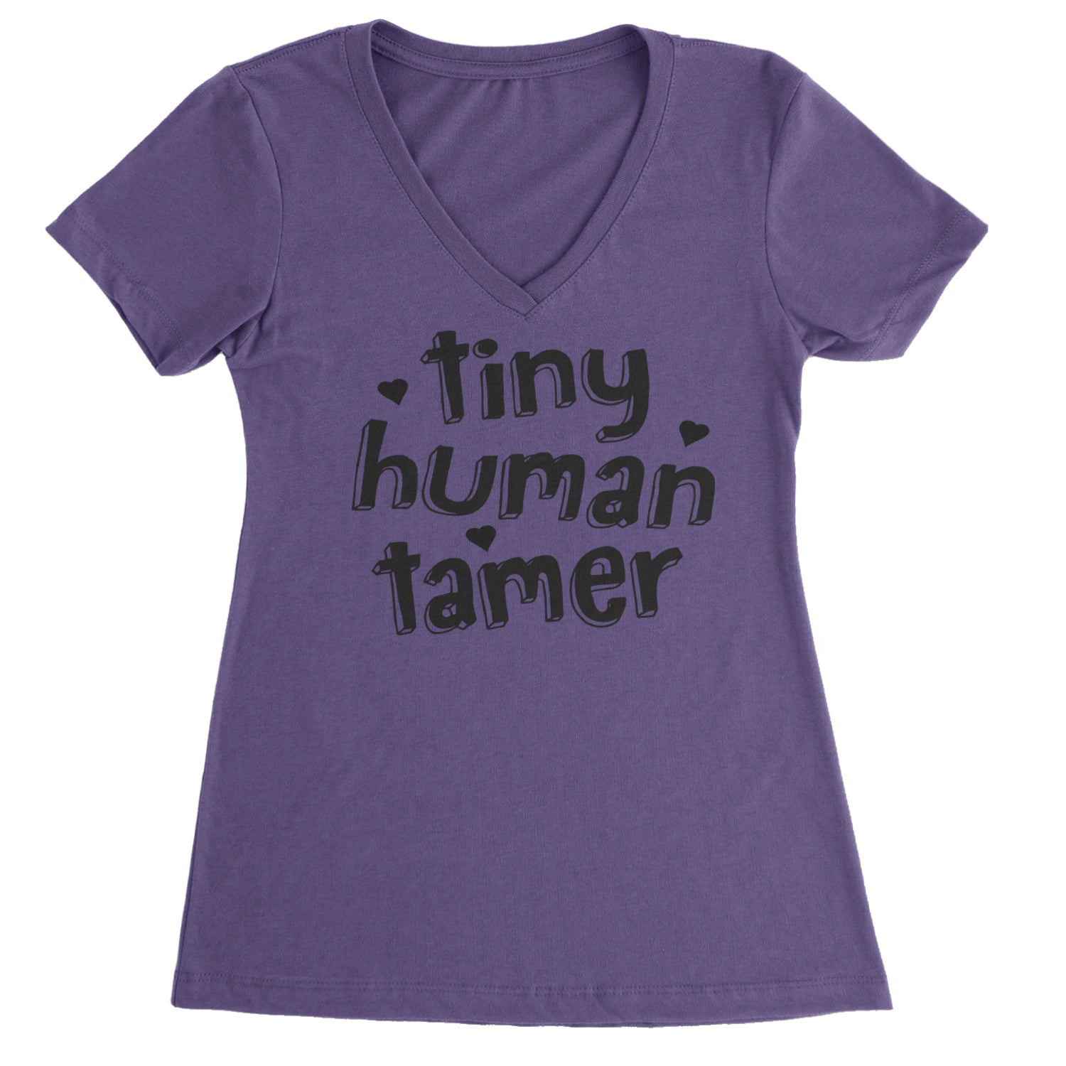 Tiny Human Tamer Teacher Ladies V-Neck T-shirt Purple