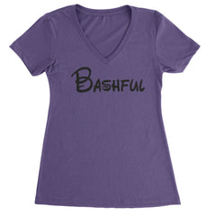 Bashful - 7 Dwarfs Costume Ladies V-Neck T-shirt Purple
