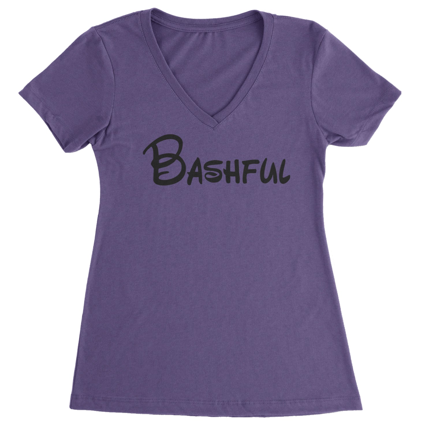 Bashful - 7 Dwarfs Costume Ladies V-Neck T-shirt Purple