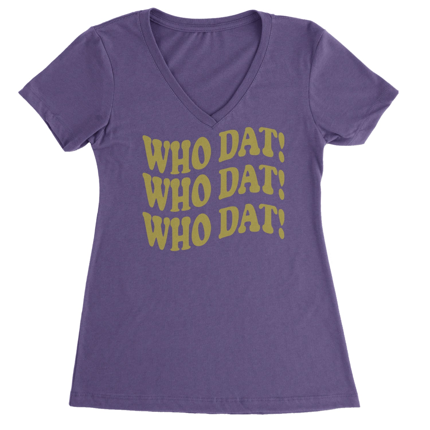 Who Dat Wavy Design Who Dat Nation Ladies V-Neck T-shirt Purple