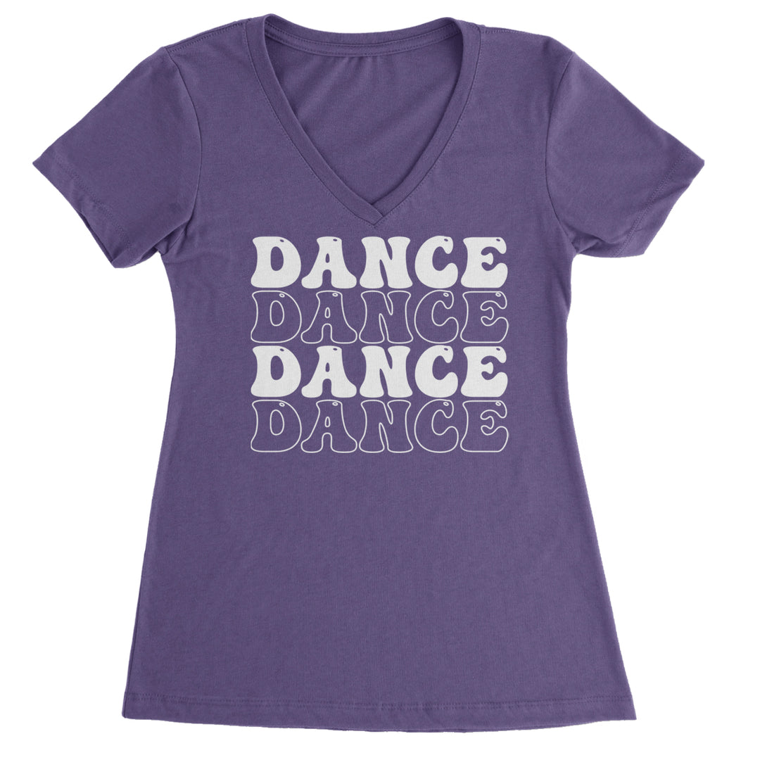 Dance Dance Dance Dance Ladies V-Neck T-shirt Purple