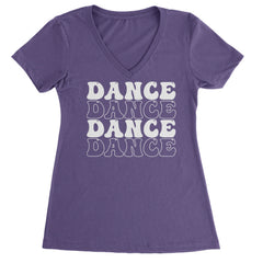 Dance Dance Dance Dance Ladies V-Neck T-shirt Purple
