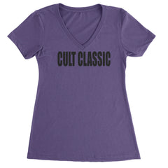 Cult Classic Pop Music Club bold minimal typography on a Women's Lightweight V-Neck T-Shirt