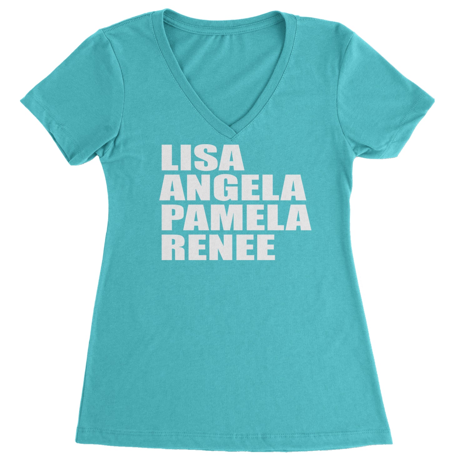 Lisa Angela Pamela Renee Around The Way Girl Ladies V-Neck T-shirt Black