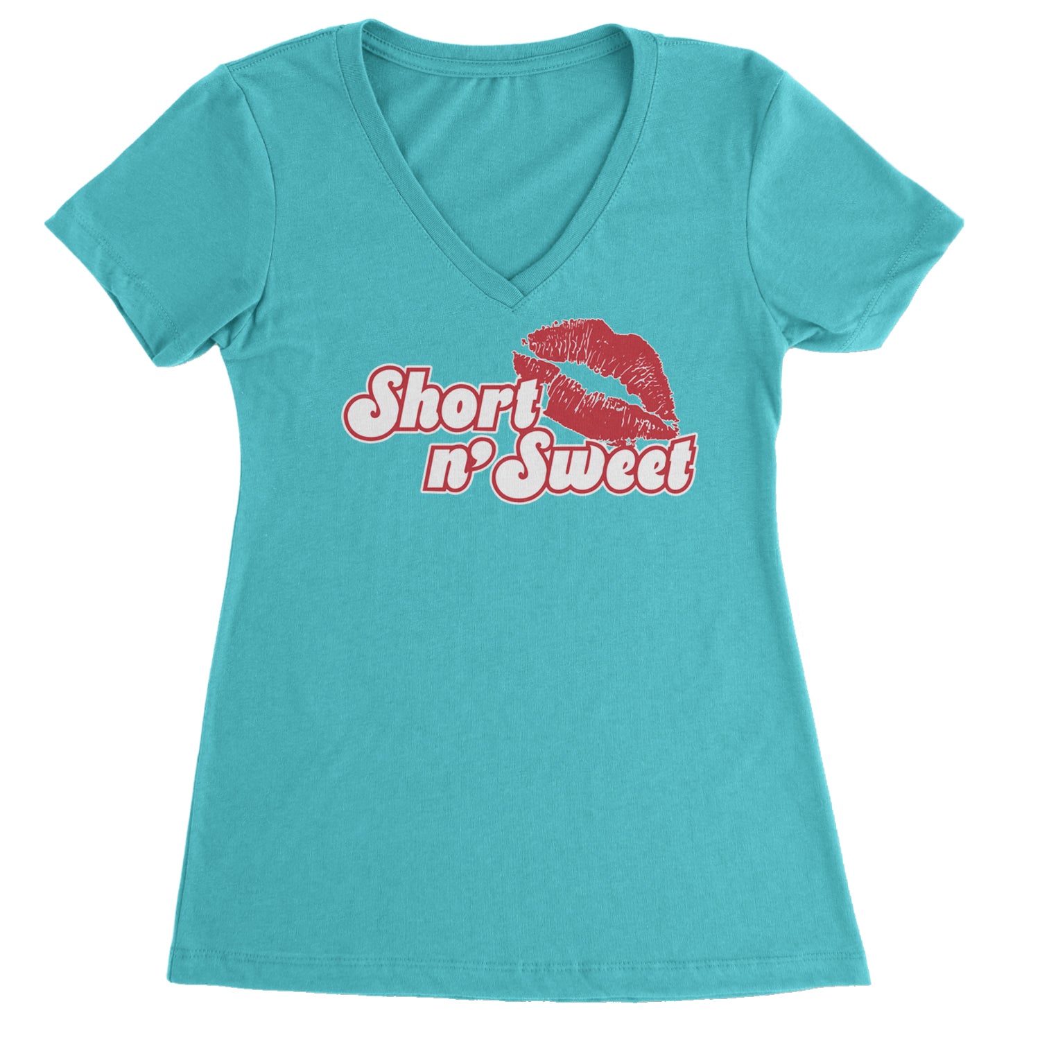 Short N' Sweet Red Lips Ladies V-Neck T-shirt Surf