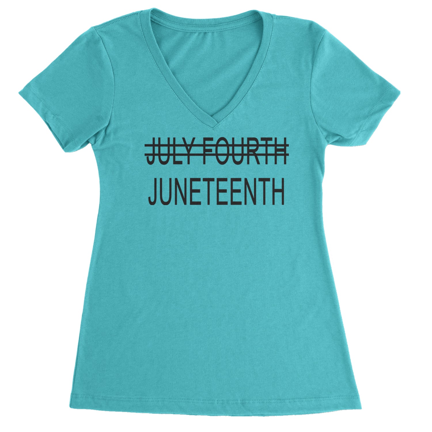 Juneteenth (July Fourth Crossed Out) Jubilee Ladies V-Neck T-shirt White