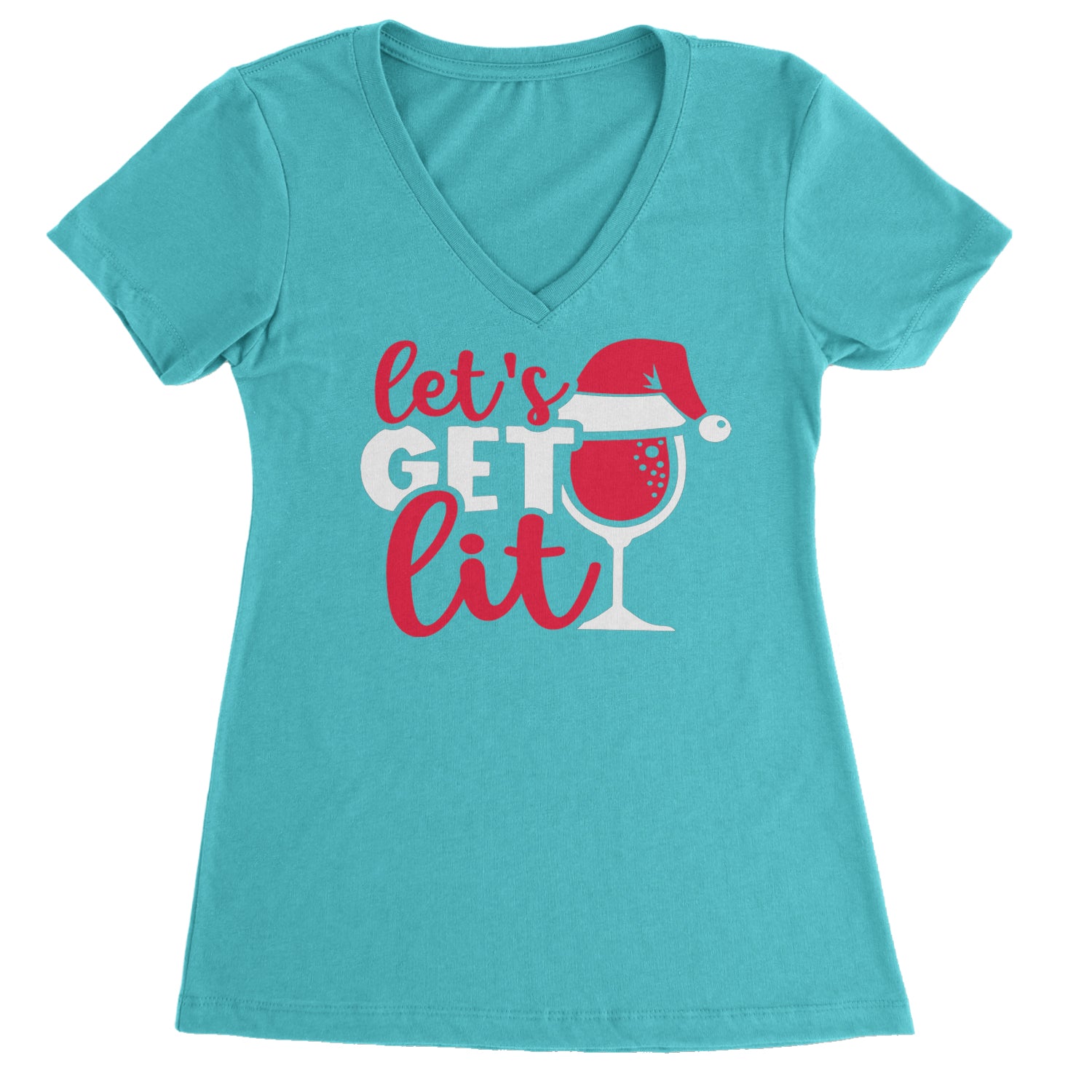 Let’s Get Lit Ladies V-Neck T-shirt Black