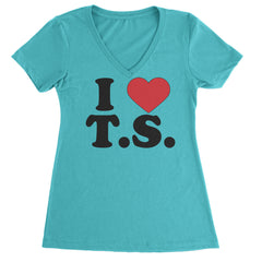 I Heart T.S. Concert Music Lover  Ladies V-Neck T-shirt Surf