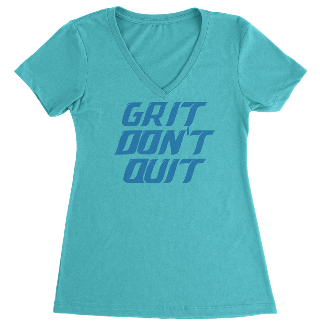 Grit Don't Quit Detroit Grit Ladies V-Neck T-shirt Surf
