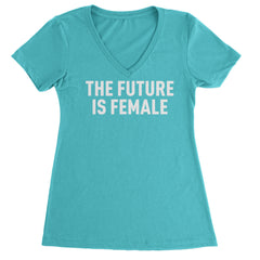 The Future Is Female Feminism  Ladies V-Neck T-shirt Surf
