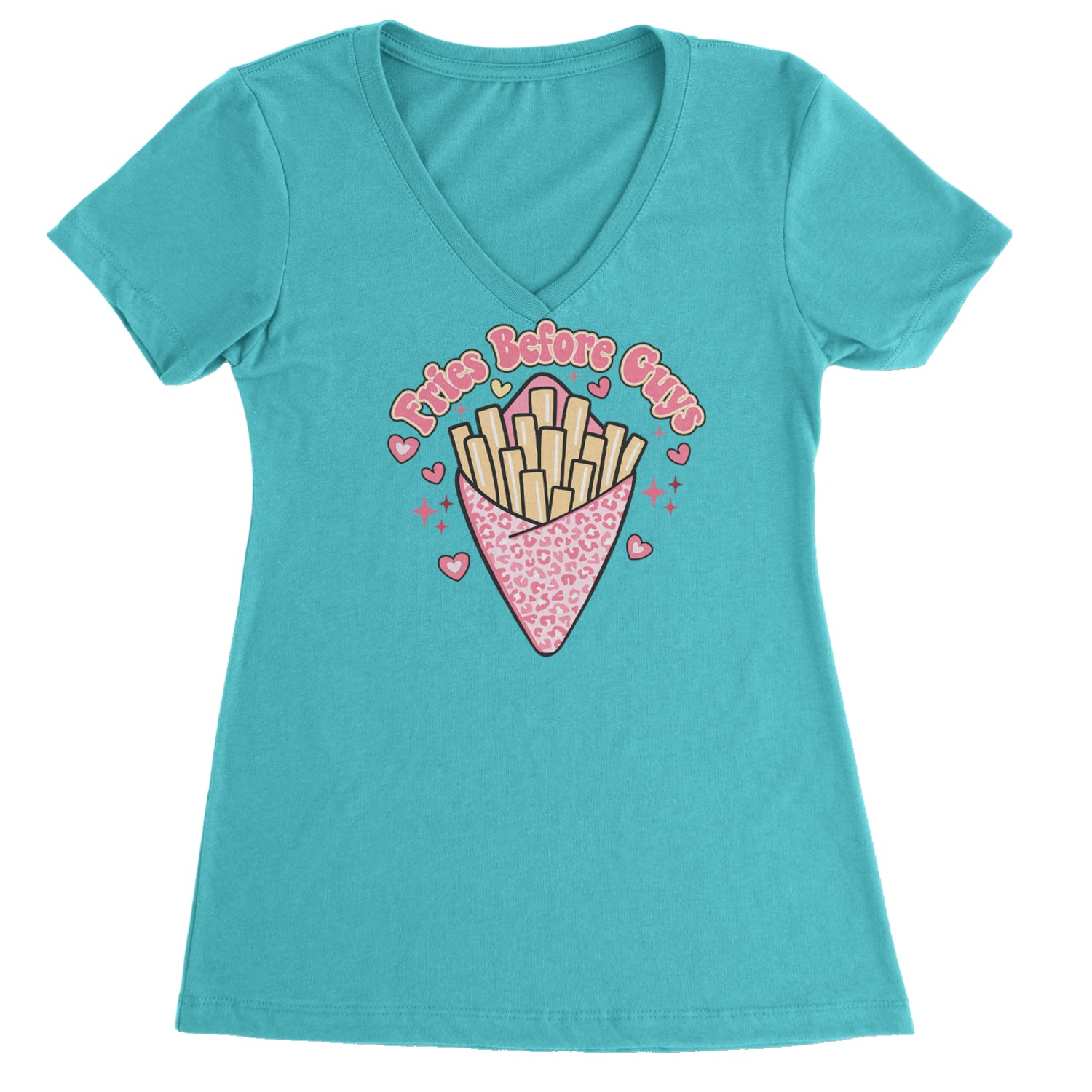Fries Before Guys Ladies V-Neck T-shirt Surf