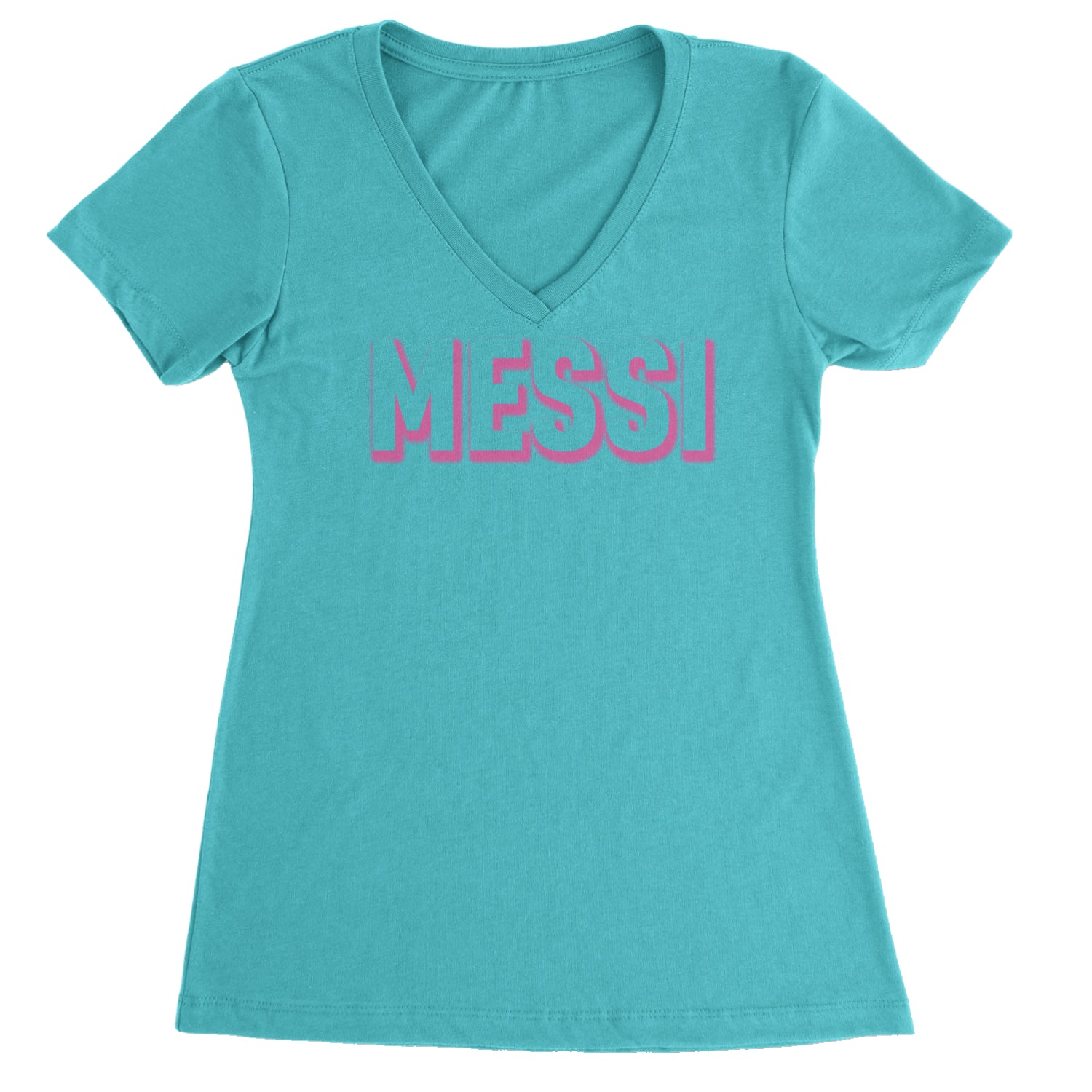 Messi OUTLINE Miami Futbol Ladies V-Neck T-shirt Surf