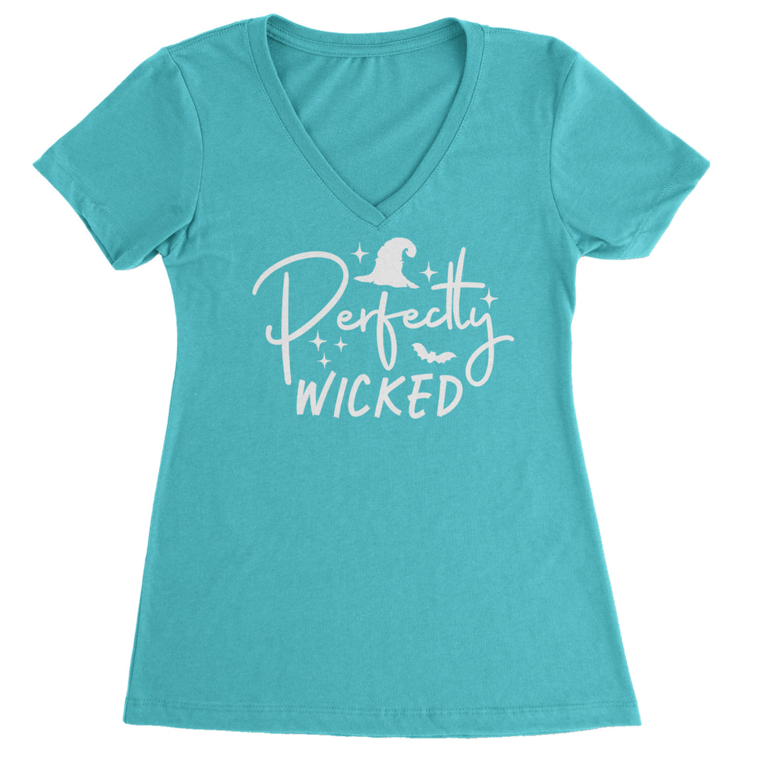 Perfectly Wicked Witchy Halloween Ladies V-Neck T-shirt Surf