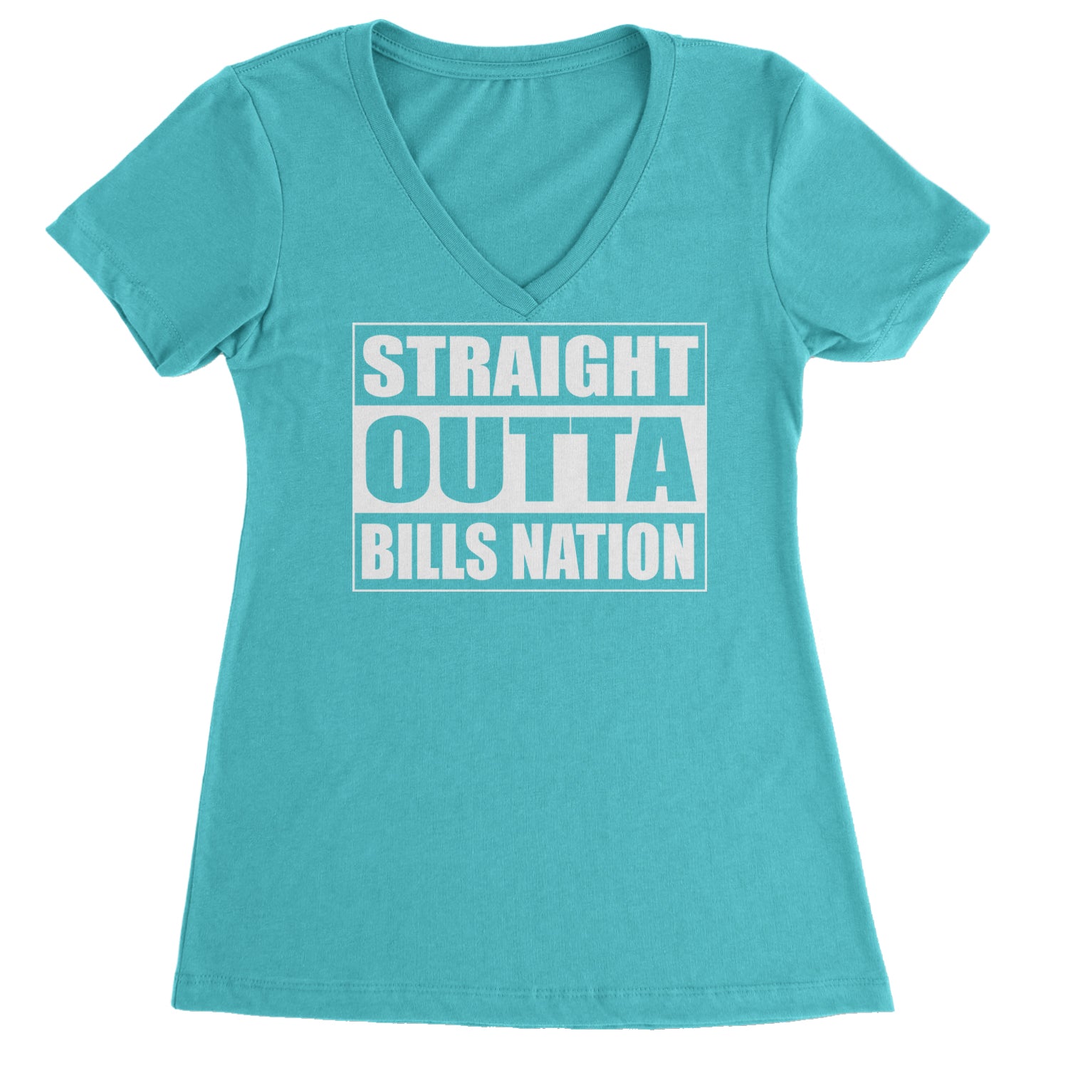 Straight Outta Bills Nation  Ladies V-Neck T-shirt Surf