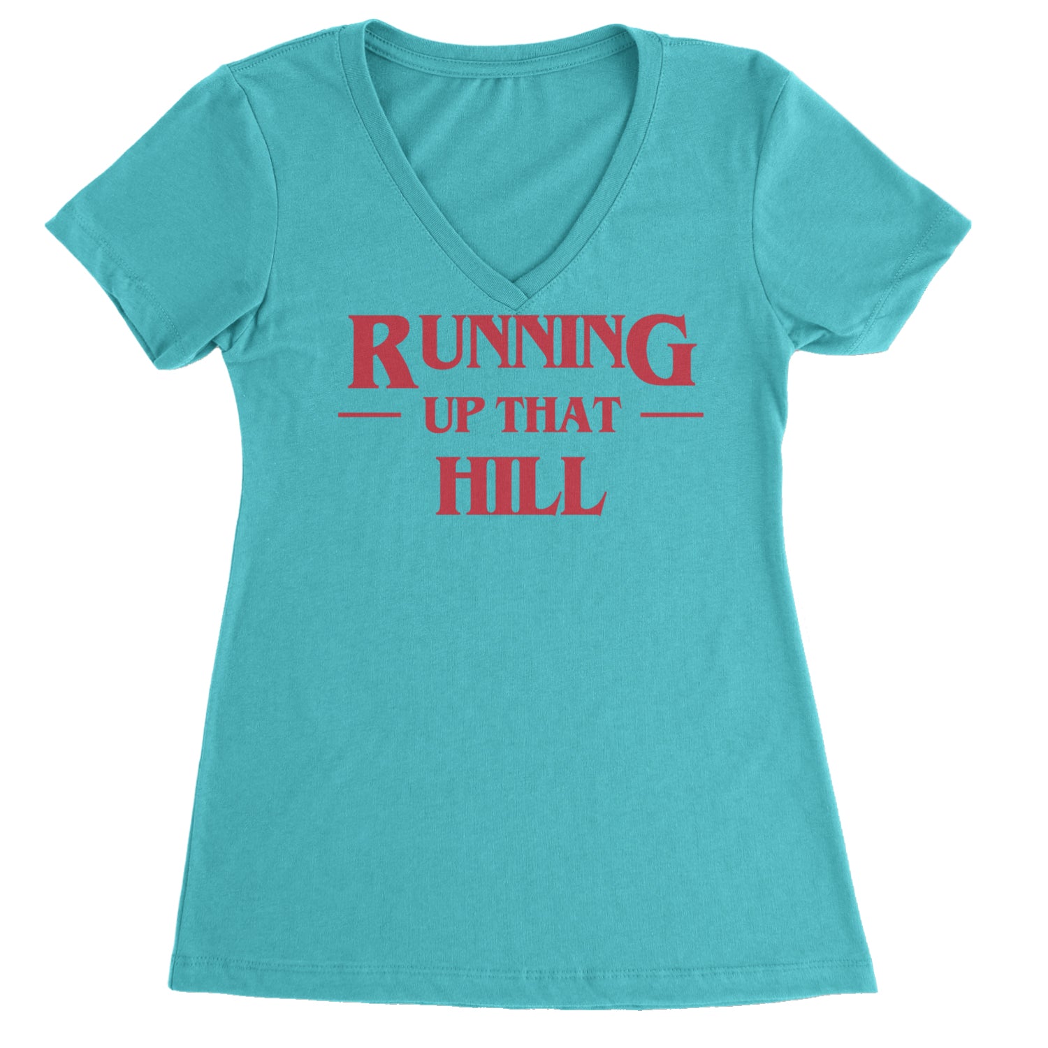 Running Up That Hill Ladies V-Neck T-shirt Surf