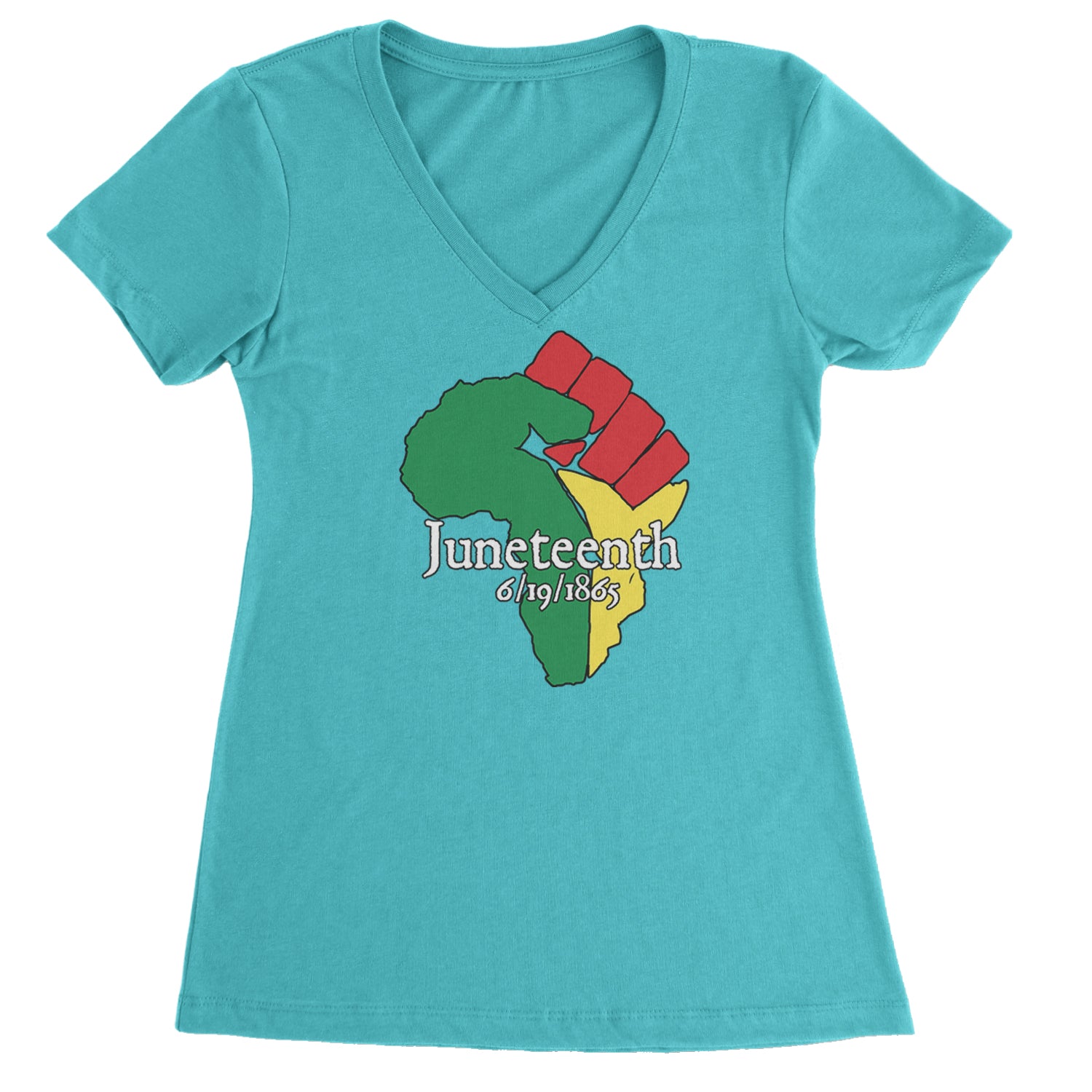 Juneteenth Raised Fist Africa Celebrate Emancipation Day Ladies V-Neck T-shirt Surf