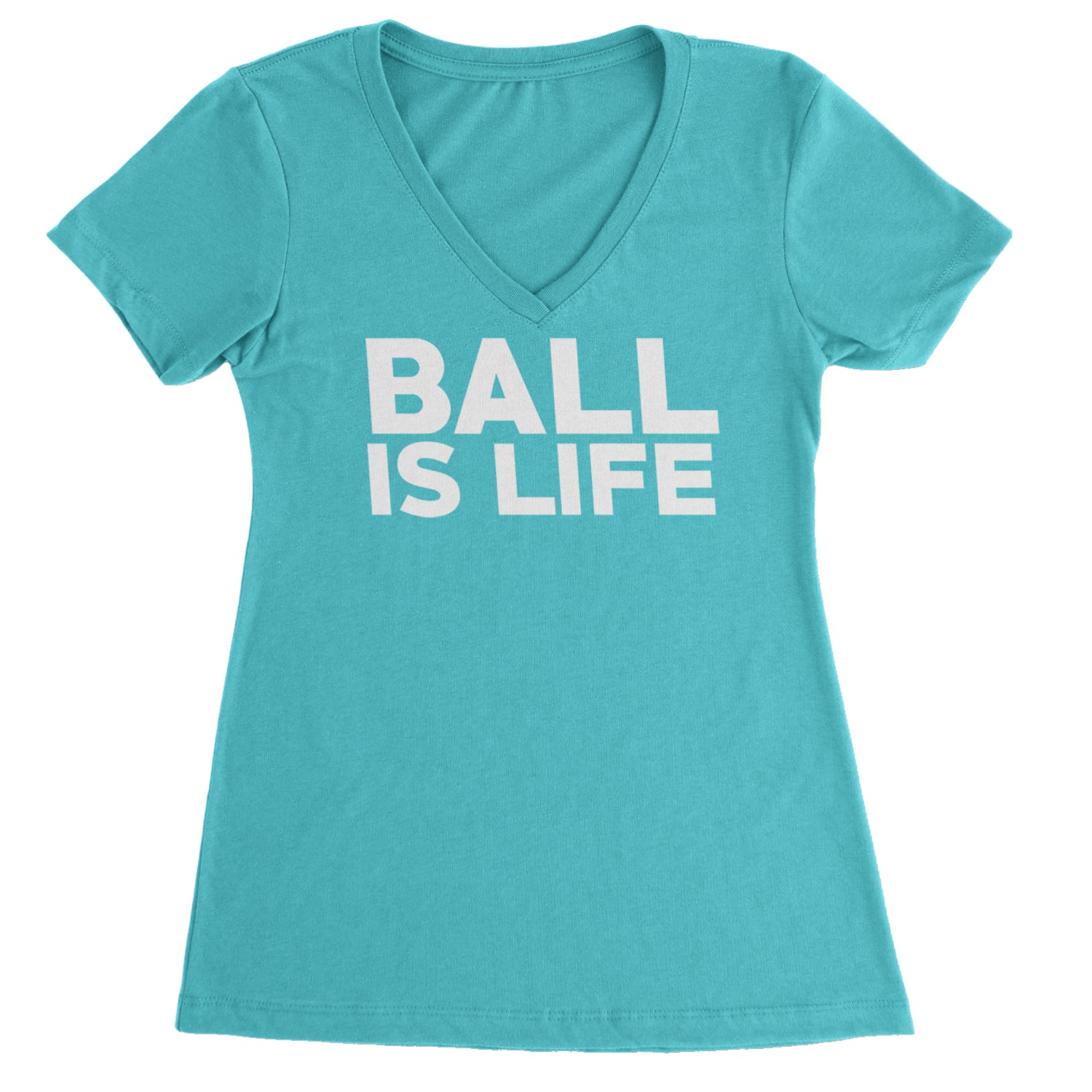 Ball Is Life Sports Enthusiasts Ladies V-Neck T-shirt Black