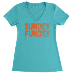 SunDEY FunDEY Sunday FundayLadies V-Neck T-shirt Surf
