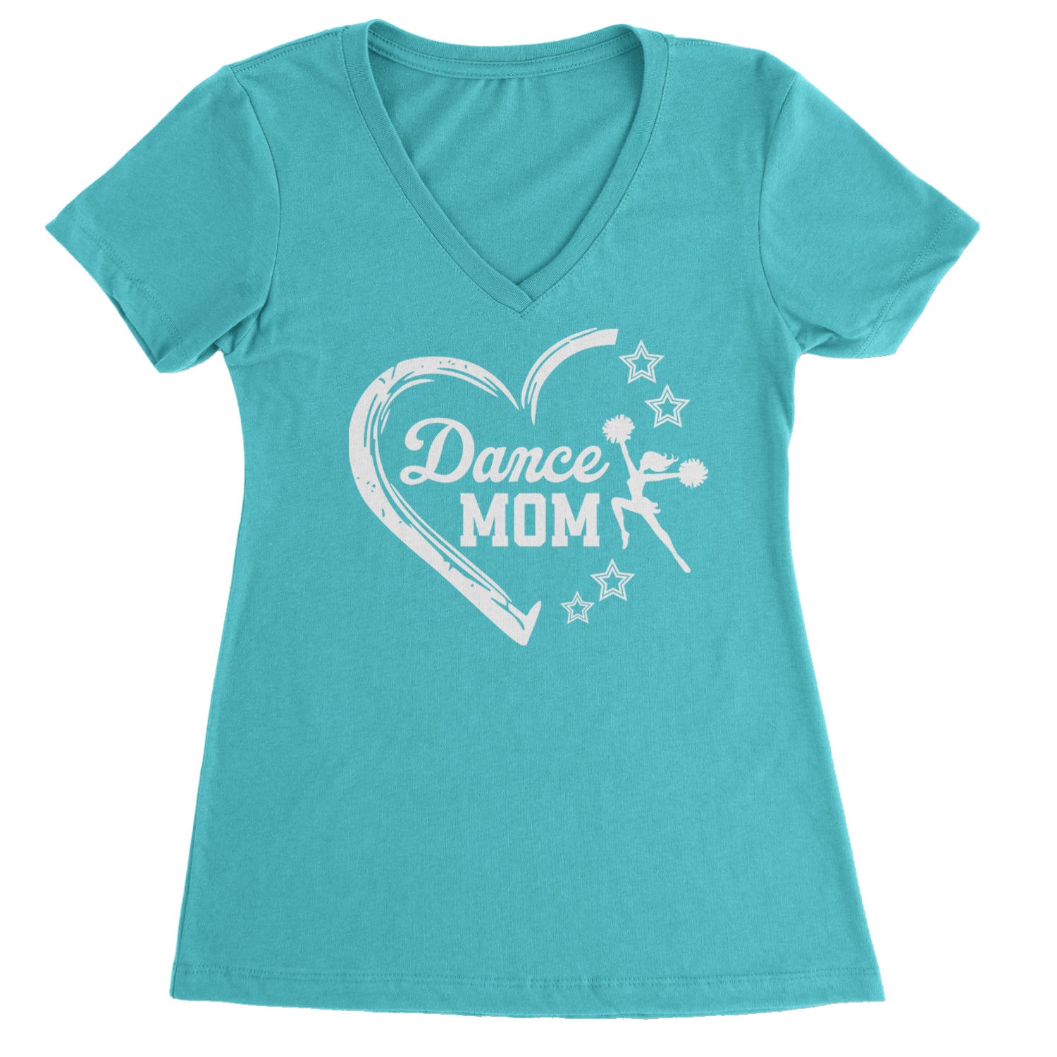 Heart Dance Mom Love Ladies V-Neck T-shirt Black