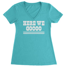 Here We Go Dem Boys Dallas Football Ladies V-Neck T-shirt Surf