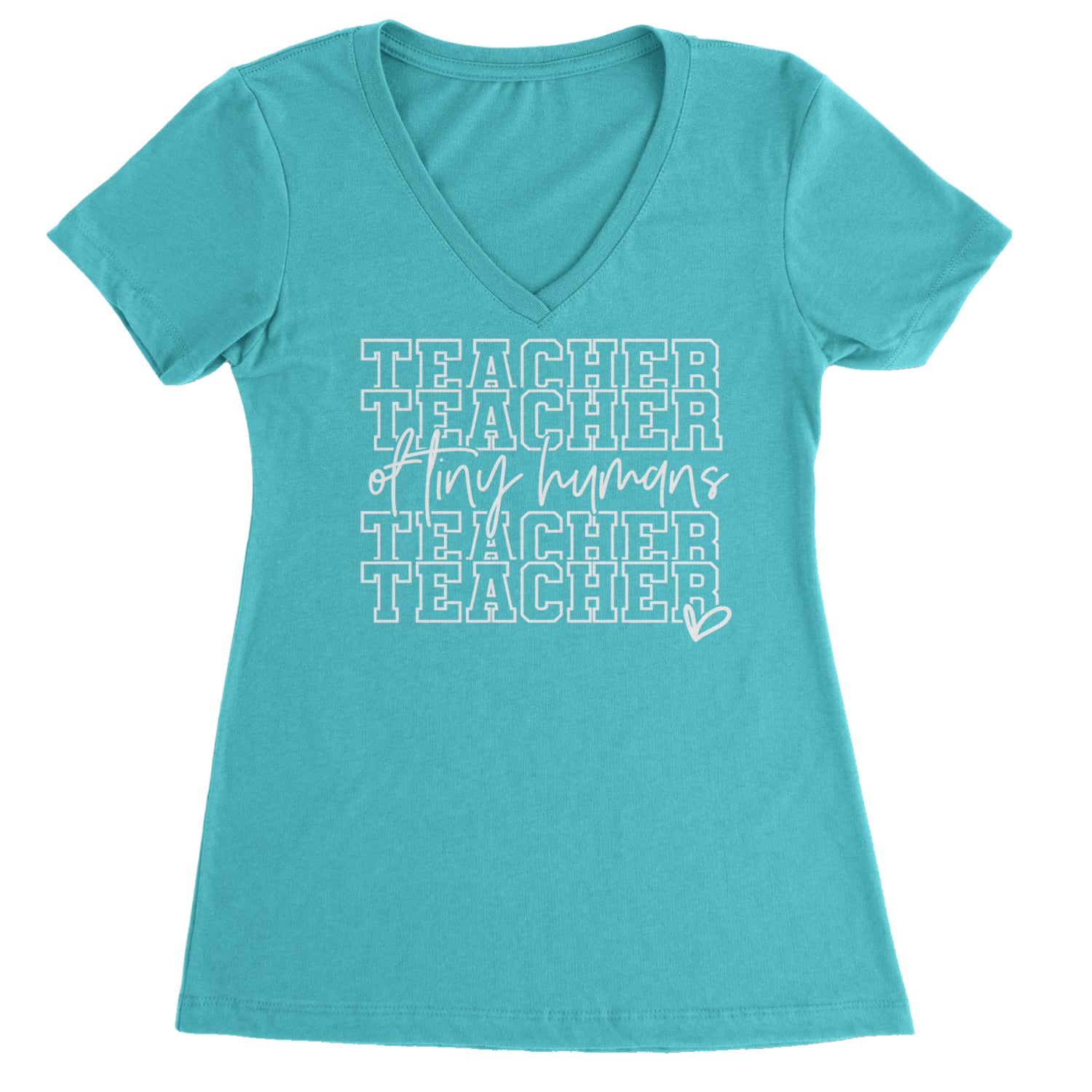 Teacher Of Tiny Humans Ladies V-Neck T-shirt Black